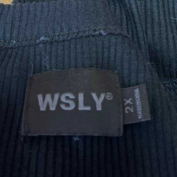 WSLY Women's Black Ribbed Knit Stretch Sleeveless Basic Casual Tank Top Size 2X - Picture 3 of 4